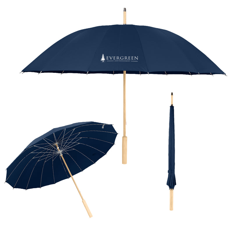 Load image into Gallery viewer, 46&quot; Arc Umbrella With 100% RPET Canopy &amp; Bamboo Handle
