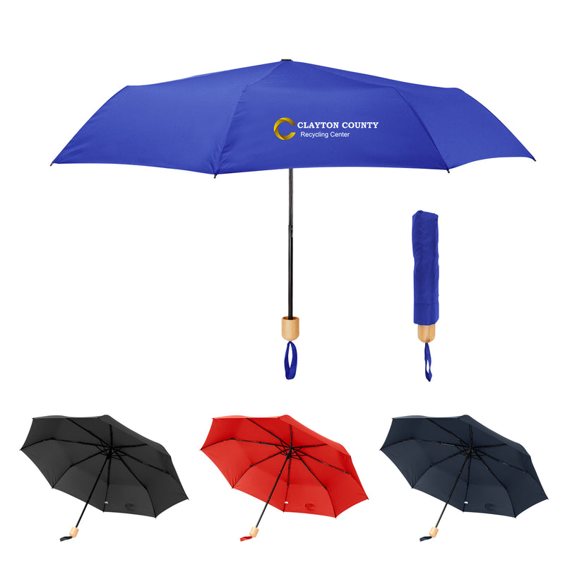 Load image into Gallery viewer, 41&quot; Arc Umbrella With 100% RPET Canopy &amp; Bamboo Handle

