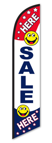 Premium Swooper Flag - Sale with Smiley Face