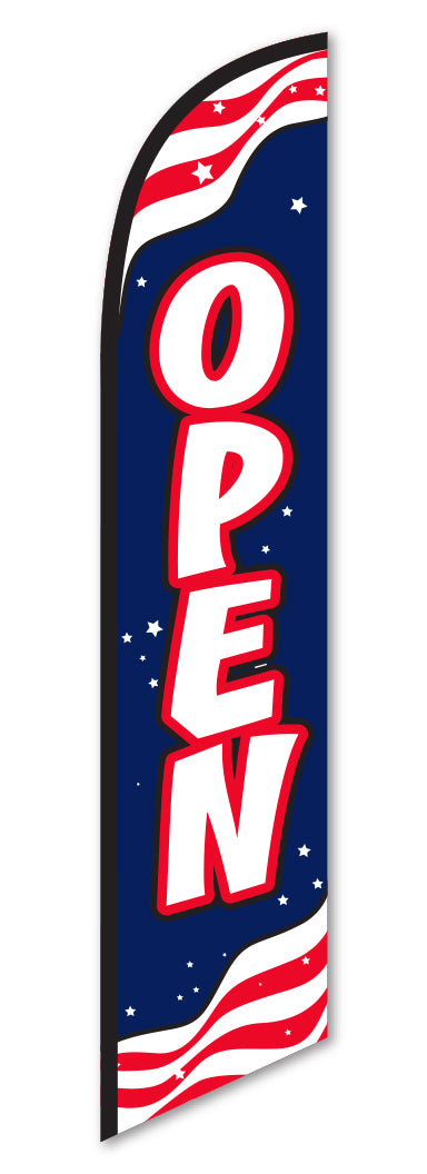 Premium Swooper Flag - OPEN (Red, White & Blue)