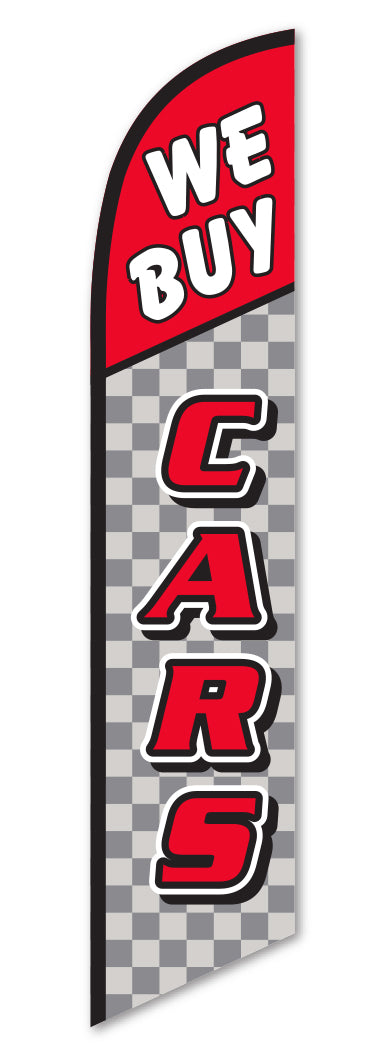 Premium Swooper Flag - We Buy Cars (Checkered)
