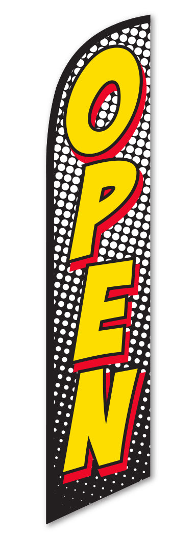 Premium Swooper Flag - OPEN (Red & Yellow)
