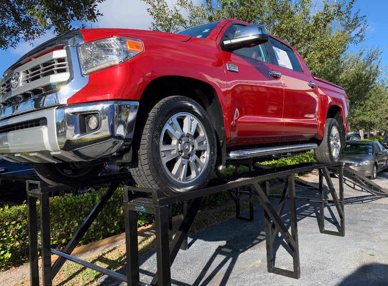 Load image into Gallery viewer, 48-inch vehicle display ramp from My Store with a sturdy, flat surface and side supports for showcasing vehicle models.
