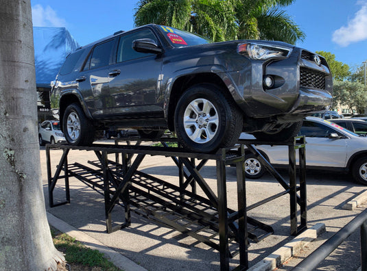 48-inch vehicle display ramp with level surface, ideal for showcasing cars or vehicles in a retail setting.