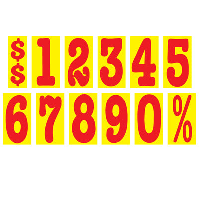 5 1/2 inch Mid-Size Red & Yellow Adhesive Number
