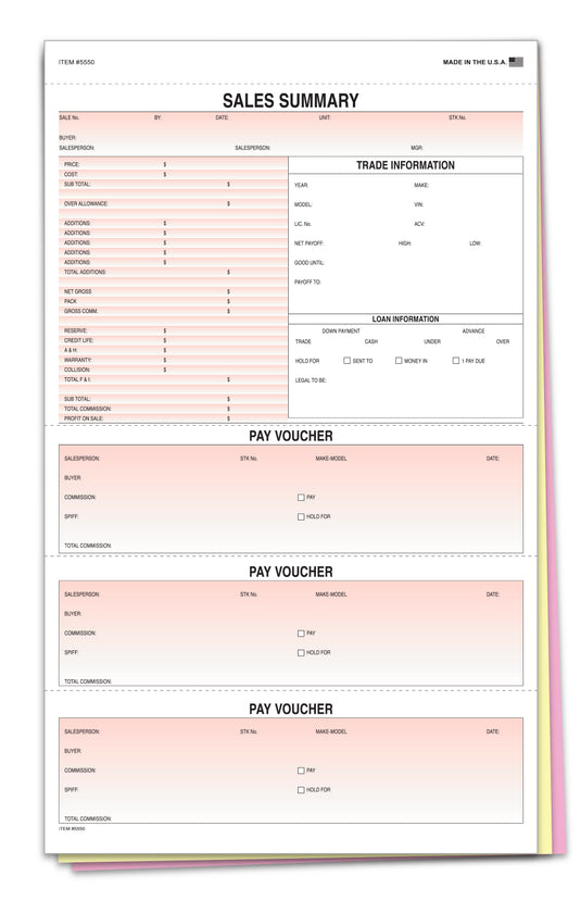 Sales Summary - Qty 100 Per Pack