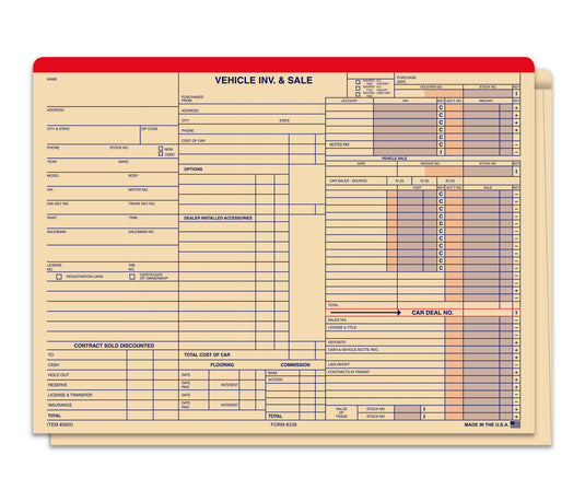 Heavy Duty Vehicle Inv & Sale Jacket Printed- Form