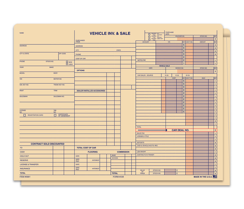 Load image into Gallery viewer, Heavy Duty Vehicle Inv &amp; Sale Jacket Printed- Form#338 (Box of 500)
