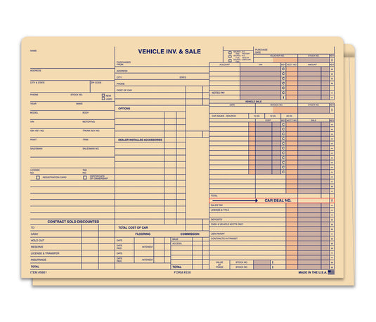 Heavy Duty Vehicle Inv & Sale Jacket Printed- Form