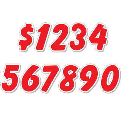 6 1/4 inch Red & White Die Cut Numbers