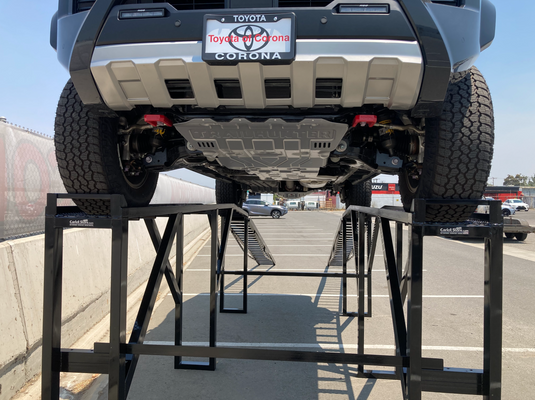 60-inch level car display ramp showing a sturdy metal design with a textured surface for vehicle presentation.