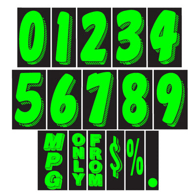 7 1/2 inch  Black & Neon Green Adhesive Number