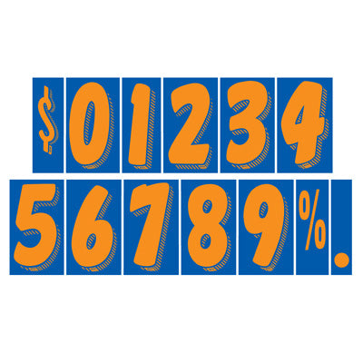 7 1/2 inch Orange & Blue Adhesive Number
