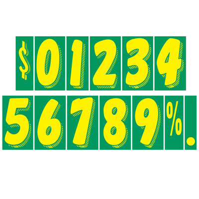 7 1/2 inch Green & Yellow Adhesive Number
