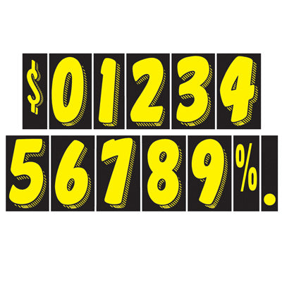 7 1/2 inch Yellow & Black Adhesive Number