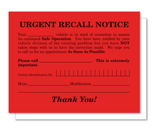 Urgent Recall Notice - RT-6 - 5.5
