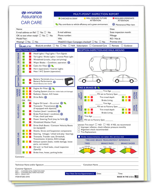 Hyundai Multi-Point Vehicle Checkup-3 Part-Qty. 250