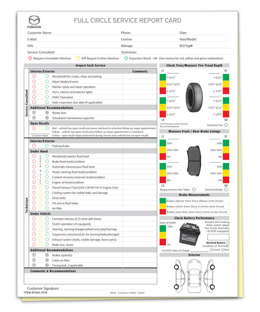 Mazda Multi-Point Vehicle Checkup - 2 Part - Qty. 250