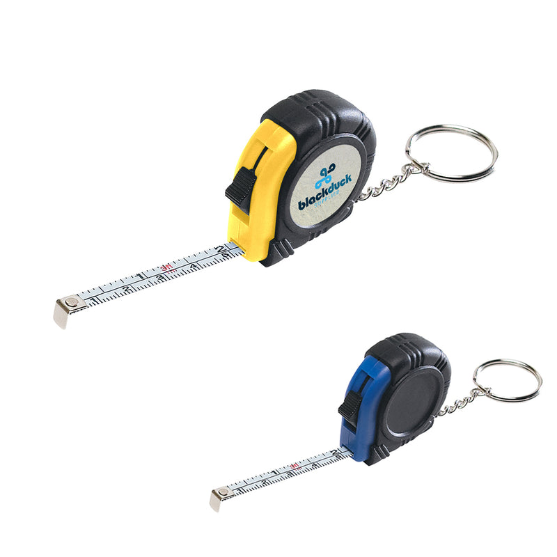 Load image into Gallery viewer, Rubber Tape Measure Key Tag With Laminated Label
