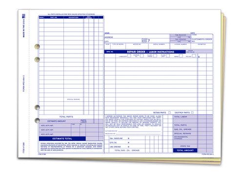 Repair Order - RO-664-3 - 3 Part - Qty. 100