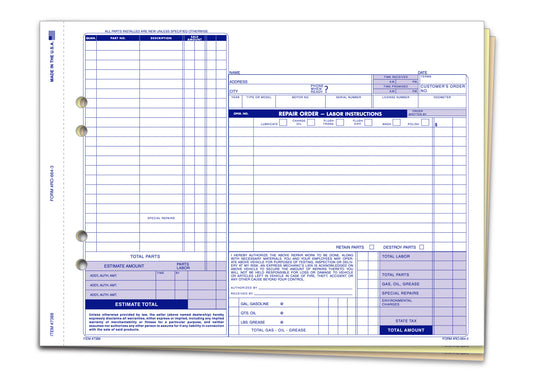 Repair Order - RO-664-3 - 3 Part - Qty. 100