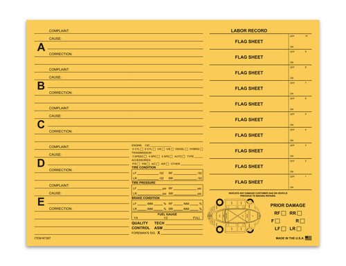 Repair Orders - 90# Buff Stock - 5 Option Qty. 100