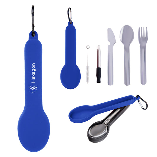 Travel Utensil Set With Silicone Holder