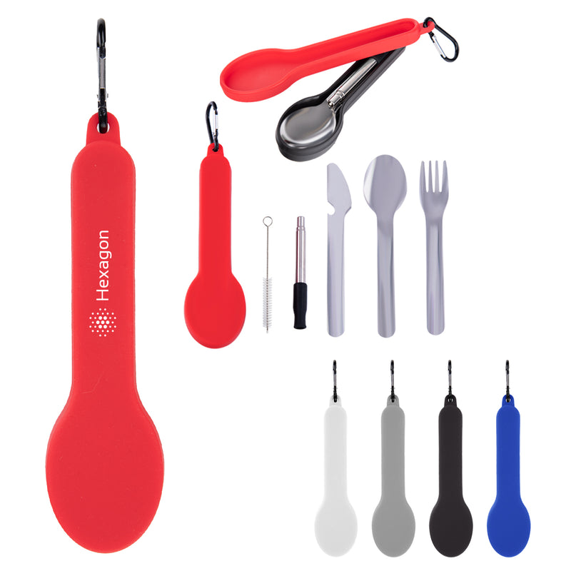 Load image into Gallery viewer, Travel Utensil Set With Silicone Holder
