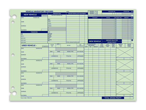 Vehicle Inventory Record - A-542 - Qty. 50