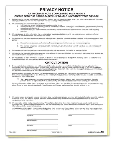 Privacy Notice - PN-2001-2 - Qty. 100