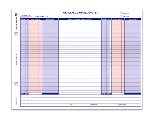 General Journal Voucher - ERA-7221 - Qty. 100