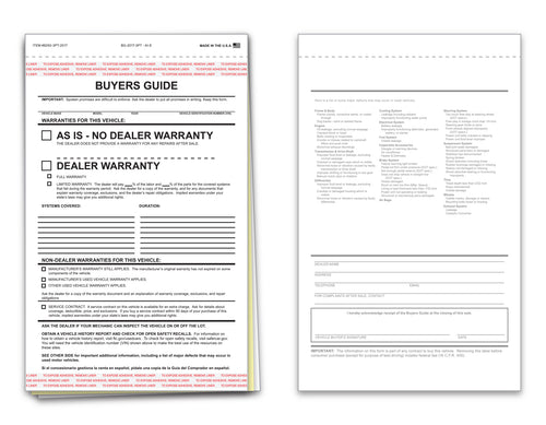 Buyers Guide - BG-2017-3PT - AI-E - As Is - 3 Part - Qty. 100