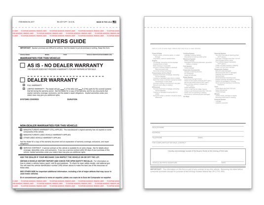 Buyers Guide - BG-2017-2PT - AI-E-NL - As Is - 2 Part - No Lines - Qty. 100