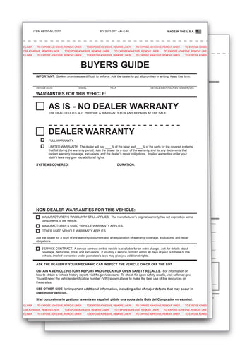 Buyers Guide - BG-2017-2PT - AI-E-NL - As Is - 2 Part - No Lines - Qty. 100