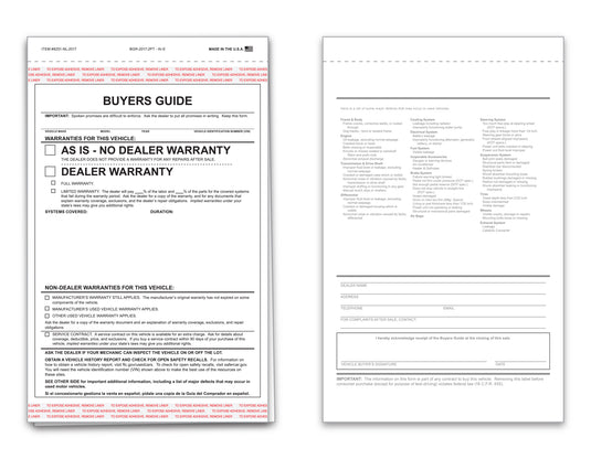 Interior Buyers Guide - BG-2017-2PT - As Is - BG3 - No Lines - Qty. 100