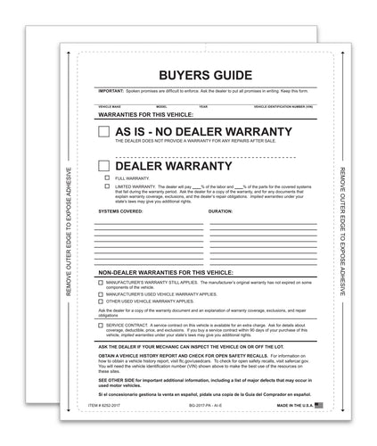 Interior Buyers Guide - BG-2017- As Is - P/A - Qty. 100