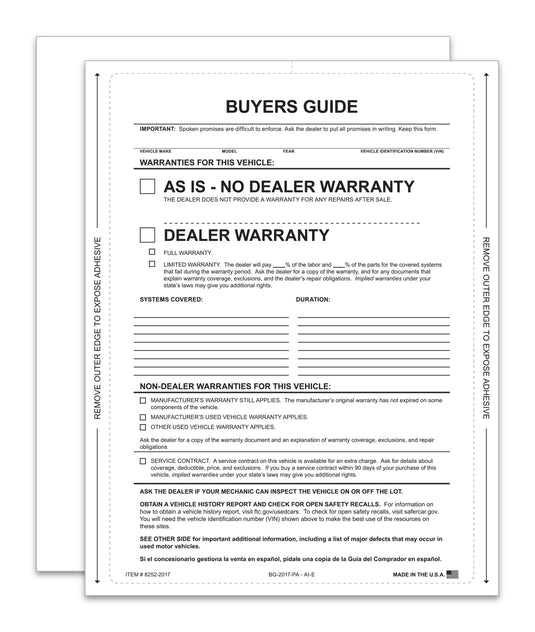 Interior Buyers Guide - BG-2017- As Is - P/A - Qty. 100
