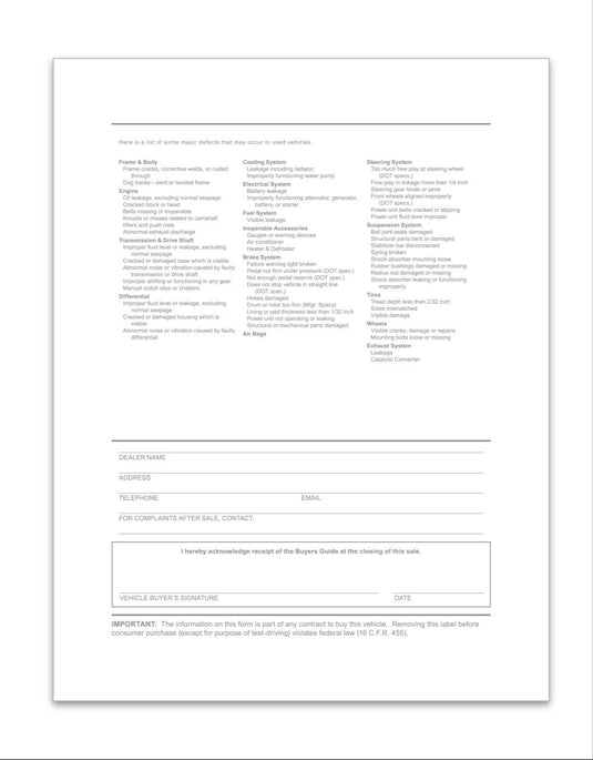 Interior Buyers Guide - BG-2017 - As Is - P/A - No Lines - Qty. 100