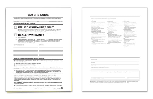 Buyer Guide - Implied Warranty, 2 Part - File Copy - Qty. 100