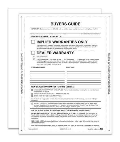 Buyers Guide - Implied Warranty - P/A - Qty. 100