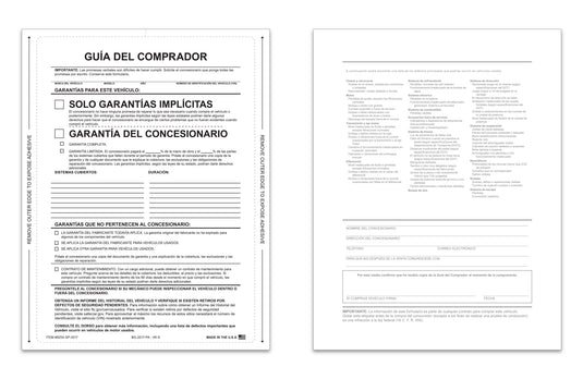 Interior Buyers Guide - BG-2017 - Imp. Warranty -P/A- Spanish-Qty. 100