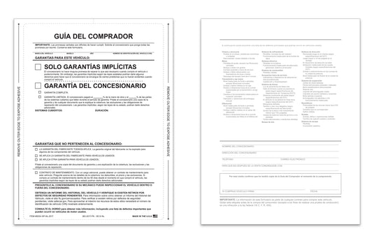 Interior Buyers Guide-BG-2017-Imp. Warranty-P/A-Spanish-No Lines - Qty.100