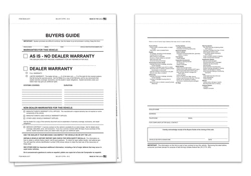 Interior Buyers Guide - BG-2017- As Is - 2 Part, Paper/PA - Qty. 100