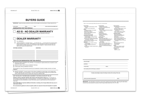 Interior Buyers Guide - BG-2017- As Is - 2 Part, Paper/PA - Qty. 100