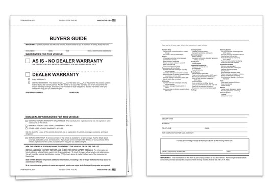 Interior Buyers Guide - BG-2017-CFPA-AI-E-NL As Is-2 Pt No Lines -Qty. 100