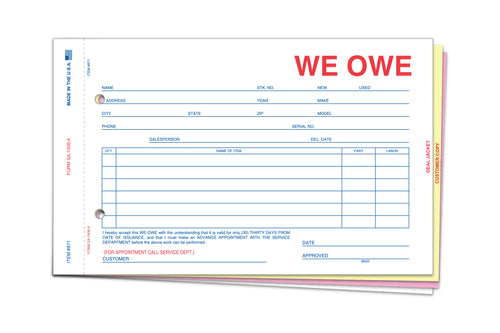 We Owe - SA-1506-3 - 3 Part - Qty.100 (Copy)