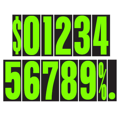 9 1/2 inch Neon Green Adhesive Number