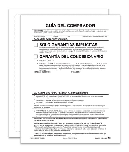 Exterior Buyers Guide-2017-Implied Warranty-P/A-Spanish-No Lines - Qty.100