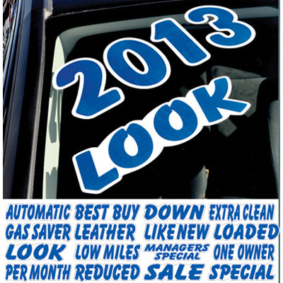 Blue & White Die Cut Slogans