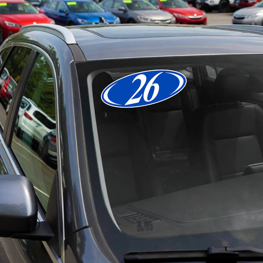 Blue & White Two Digit Oval Year Model